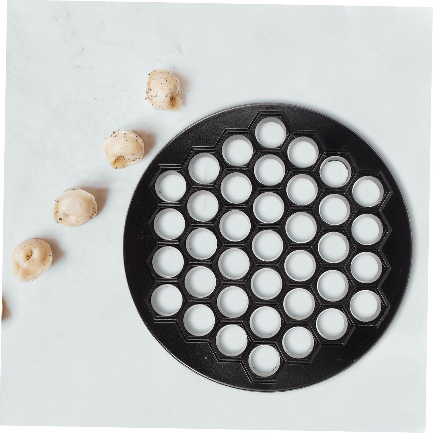 Healifty 37Holes Jiaozi Maker Zinc Alloy Dumpling Mold for Efficient Home Cooking Black Kitchen Accessory for Making Dumplings Simultaneously and Space Saving Design