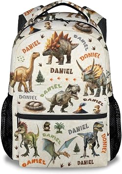 Toddler Backpack, Personalized Dinosaur Backpacks for Boys, 17" Kids Bookbag for Preschool Kindergarten Primary, Custom Back Pack for School