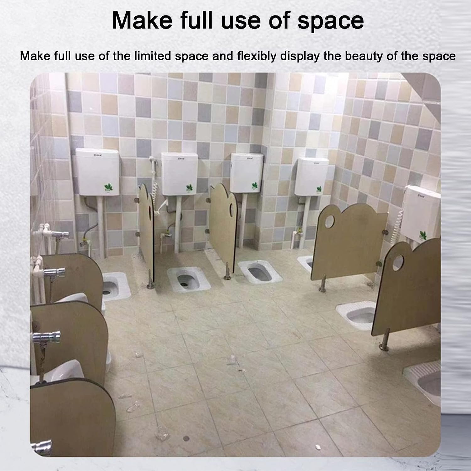 Children's Urinal Cartoon Privacy Screen Wood Sheet Divider, Kindergarten Toilet Privacy Partition Divider Screen, for Maximum Privacy and Cleanliness (Color : Wood Grain, Size : L