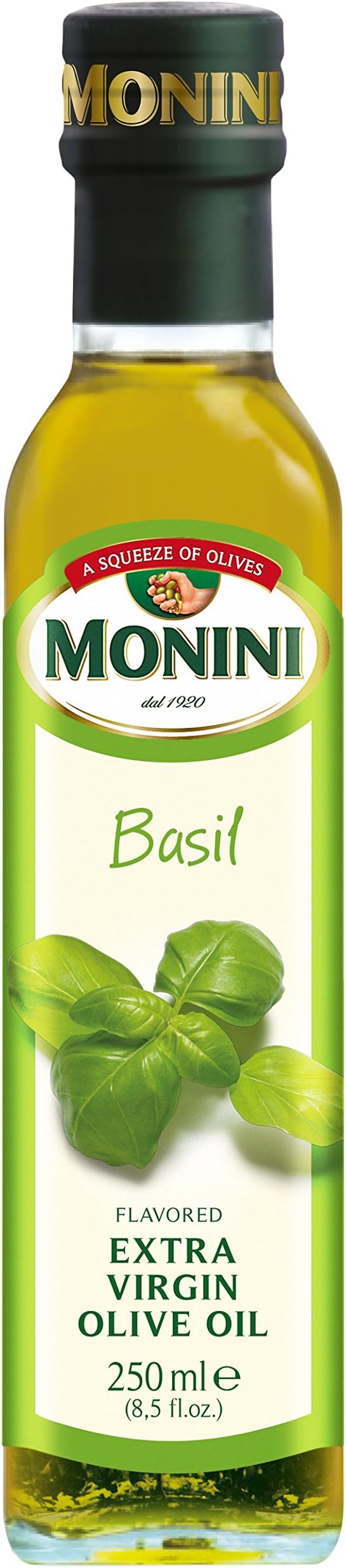 Monini Extra Virgin Olive Oil, Basil, 8.5 Ounce