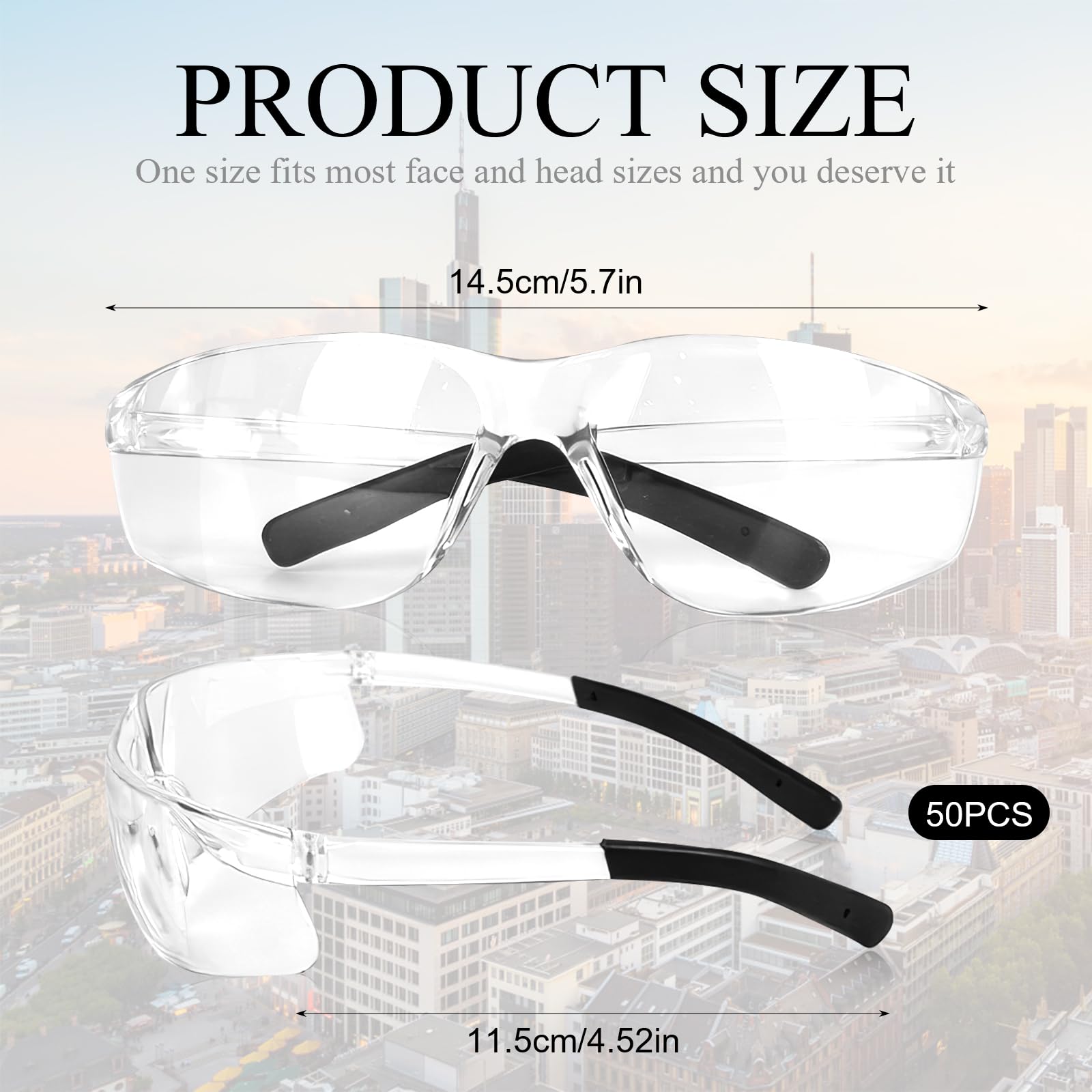 Paquete de 50 lentes de seguridad transparentes a granel, gafas de protección ocular para hombres y mujeres, lentes resistentes a los impactos para el trabajo, construcción, laboratorio, campo
