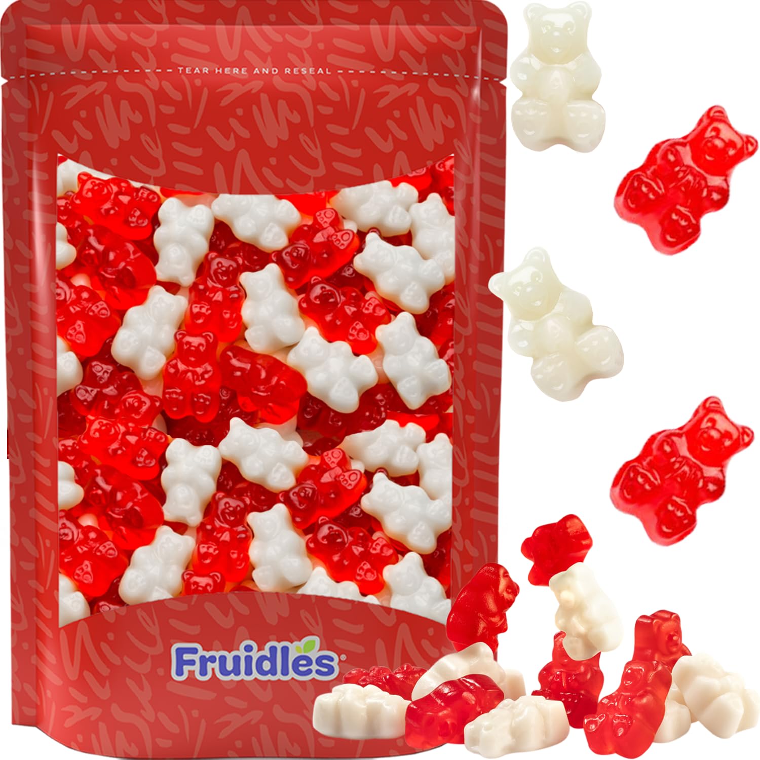 Fruidles Valentine's Day Wild Cherry & Strawberry Banana Gummi Bears Candy, Allergy Friendly, Non-GMO, No Artificial Sweeteners Gummy (5 Pounds (Bulk))