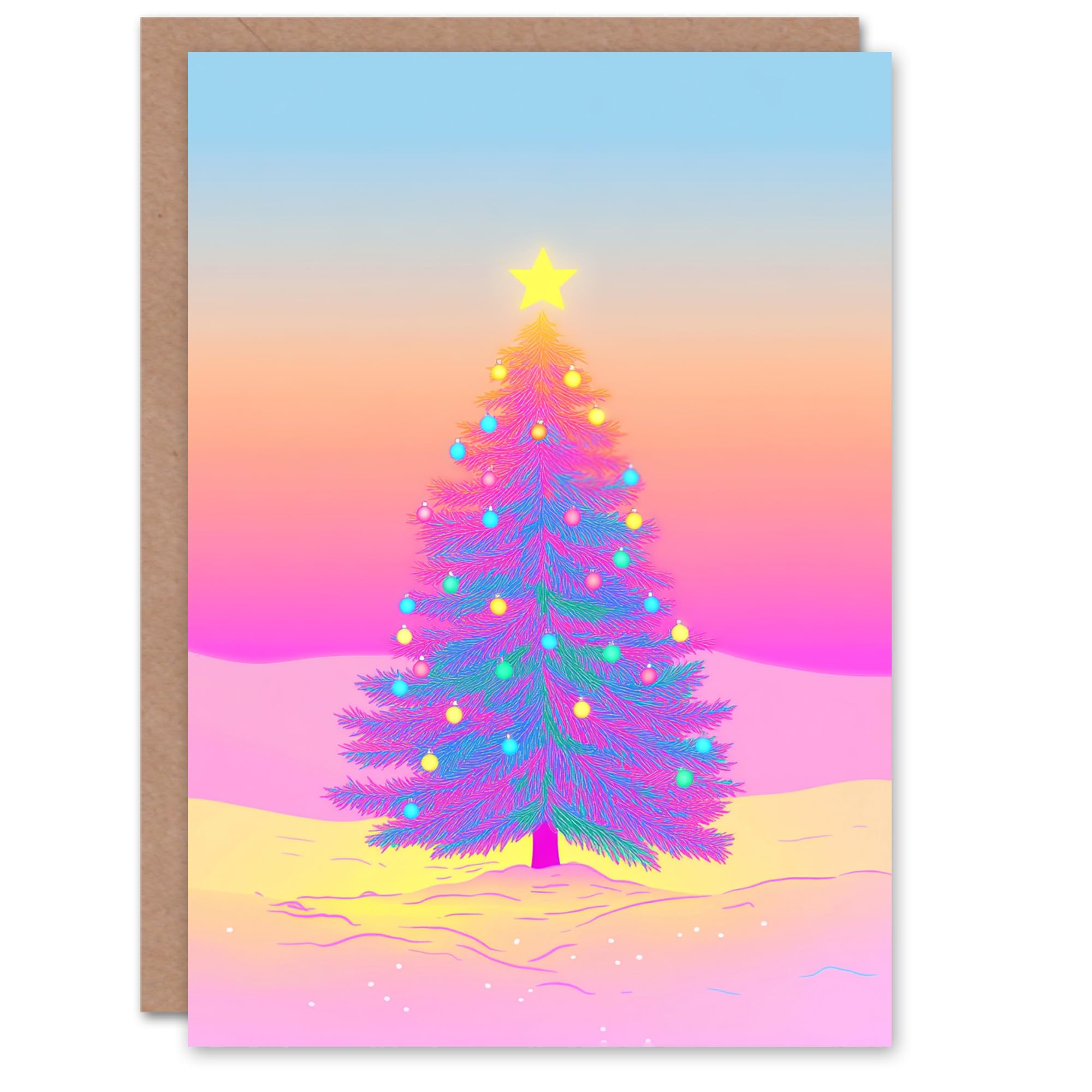 Wee Blue Coo Vibrant Colourful Pink Blue Yellow Tree Fun Xmas For Mum Christmas Card