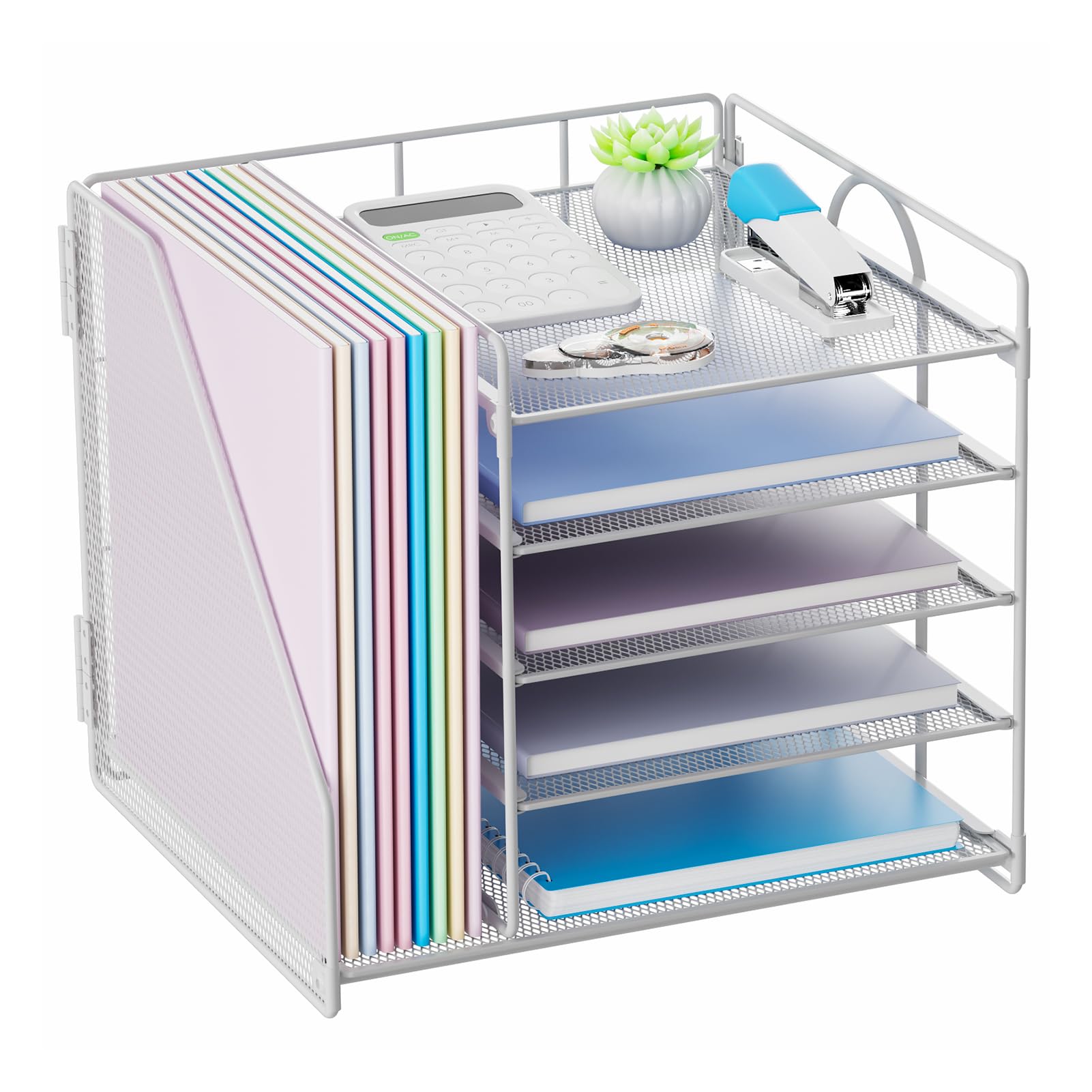 Restorgan Desk Organiser with File Holder, 5 Tiers Paper Letter Tray Organiser, Desktop Organiser and Storage