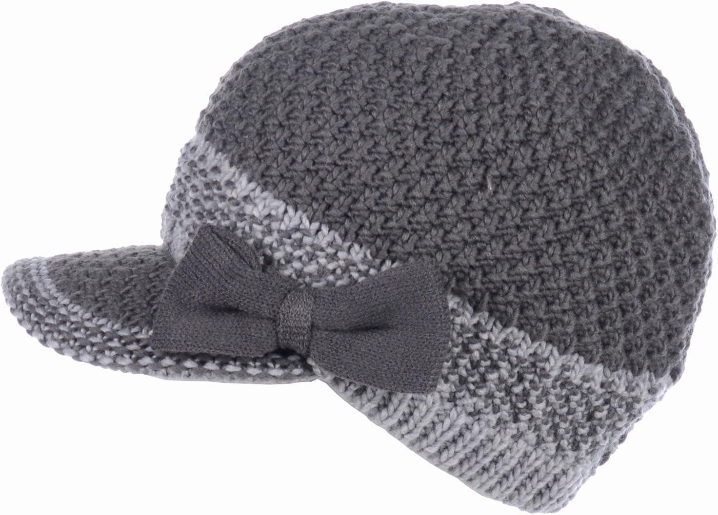 BYOS Womens Winter Chic Cable Warm Fleece Lined Crochet Knit Hat W/Visor Newsboy Cabbie Cap - Image 2