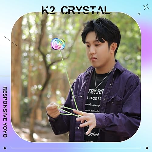 Miniatura 10 de Yoyo K2 Crystal - Yoyo profesional sensible para niños principiantes, yoyo de doble propósito para avanzados + rodamientos Yo Yo extra insensibles +