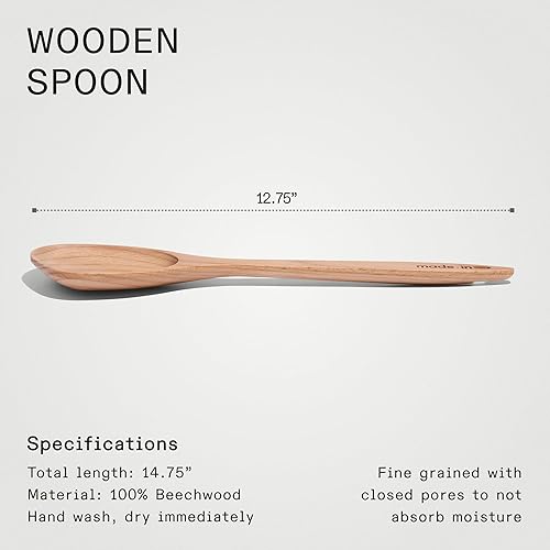 Miniatura 5 de Made In Utensilios de cocina  Cuchara de madera  Hecho a mano para una mezcla completa y cuidado suave de los utensilios de cocina  Fabricado en