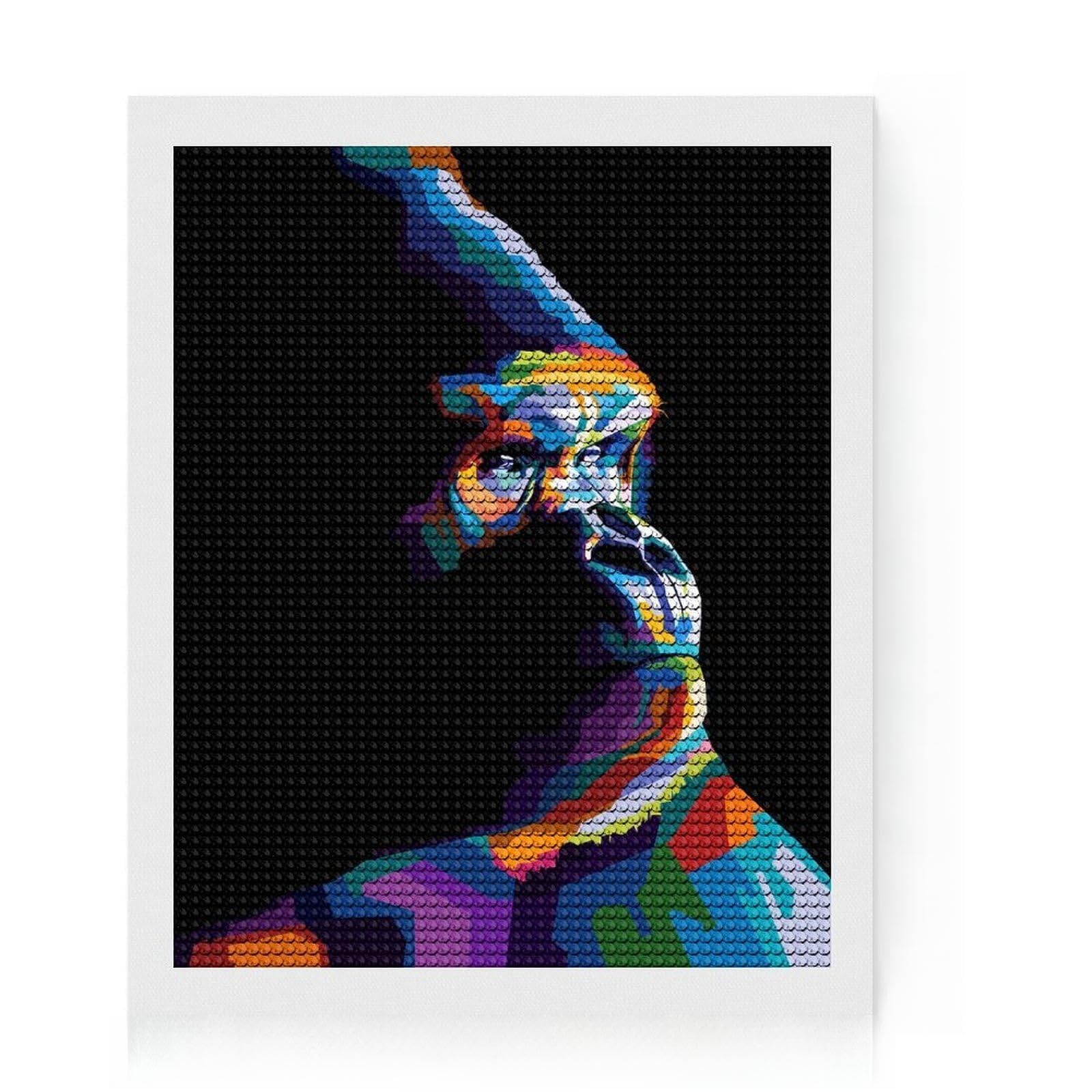 Junmoney Gorilla Pop Art Full Drill Diamond Painting Kit 16"x20", for Adults, Boho Decor, with Tool Kit, Artistic Hobby, Aesthetic Room Decor