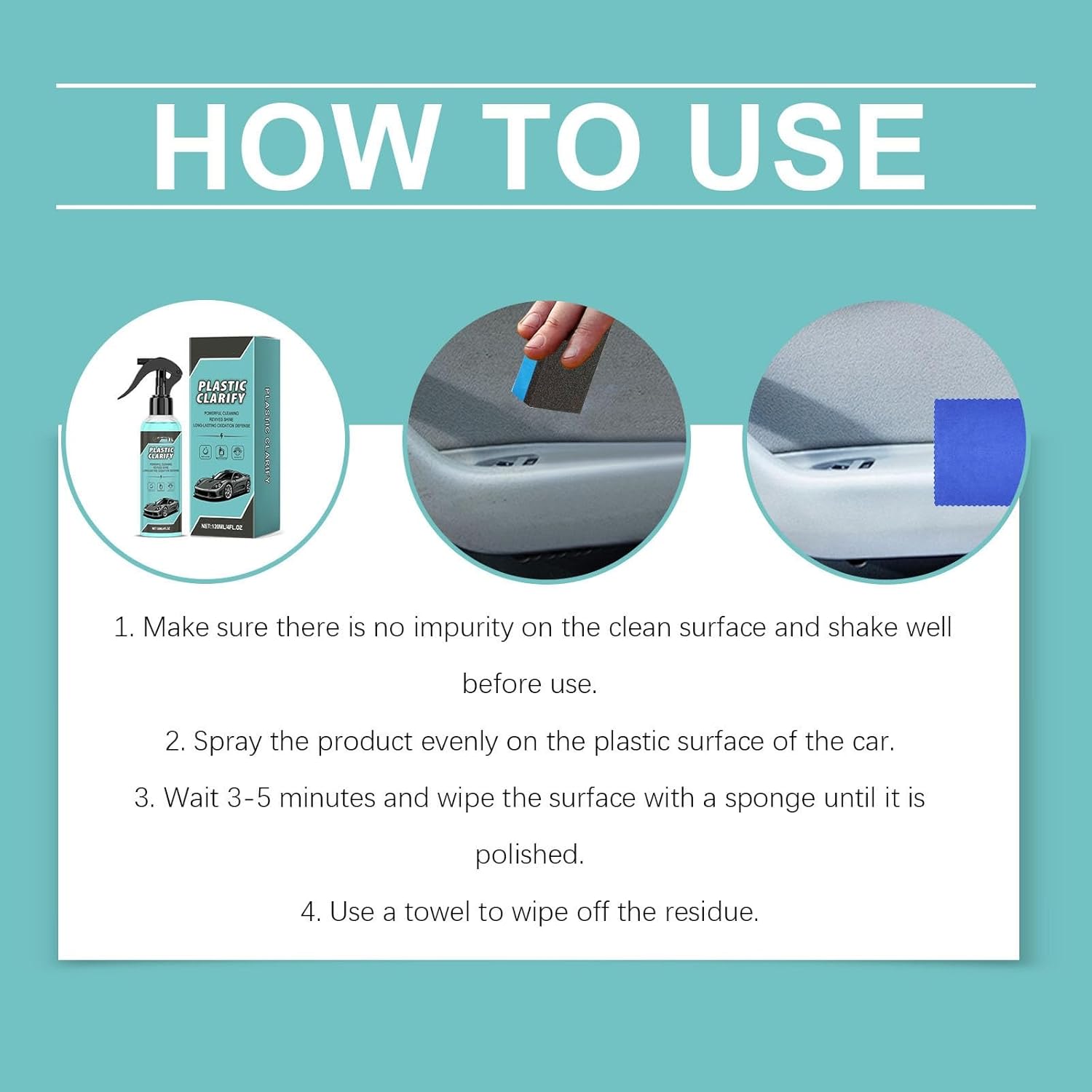Interior Maintenance Refresher for Car, Plastic Clarify for Cars, Waterless Plastic & Trim Restorer Spray, Maintenance and Cleaning Restores Shine, 120ml/4.06oz (3Pcs)