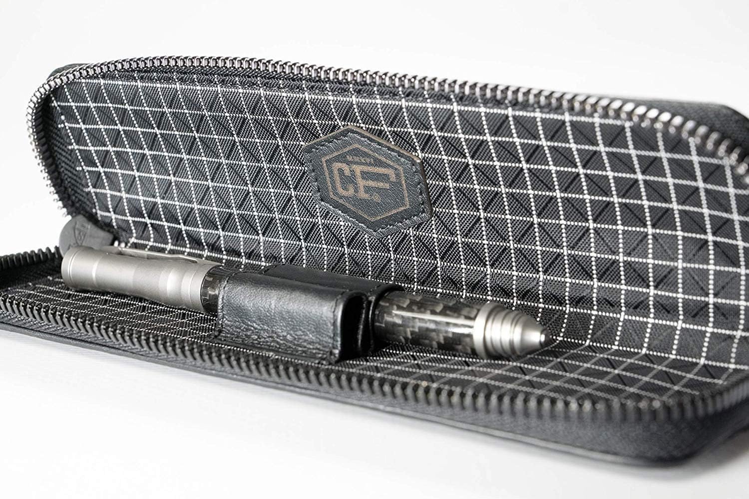 COLDFIRE TAC-OPS-SET Pen Case 2 Holder and Tactical Carbon Fiber Titanium Pen. Handmade from Carbon fiber and genuine Kangaroo Leather. Black. Luxury box. Made in Europe!
