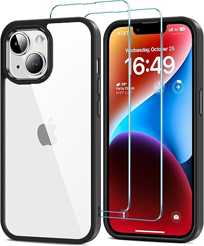 Miniatura 50 de HOOMIL Funda para iPhone 12/iPhone 12 Pro con 2 protectores de pantalla de vidrio templado, sin amarillamiento, protección contra caídas, arañazos,