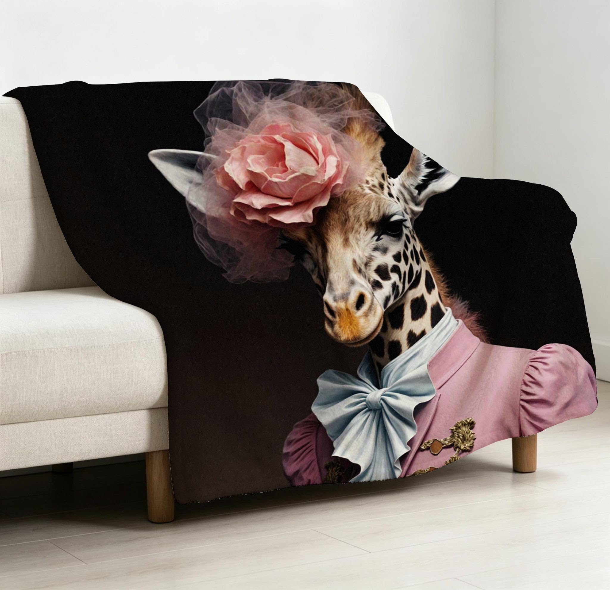 Mantas 3D 220x240cm Jirafa Negra Franela Frazada para Cama 150-A255