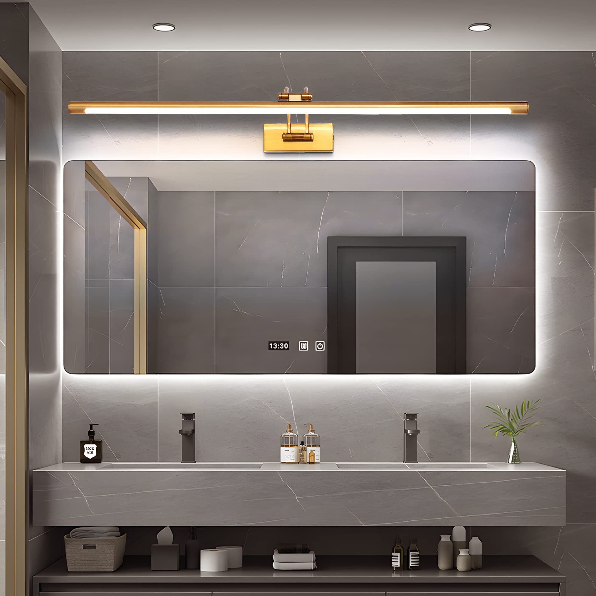 MantoLite Dimmable Applique Murale LED 90CM 16W 3000K/4500K/6000K Laiton Lumière Pivotante Intérieur