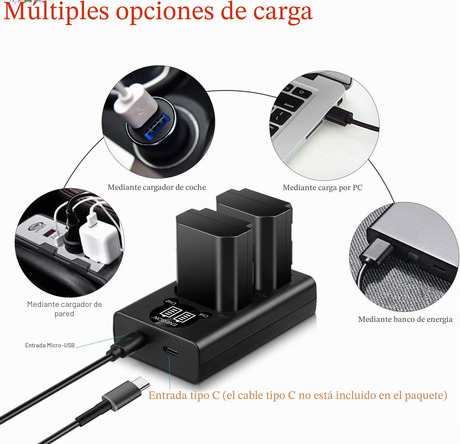 ENEGON 2X Sony NP-FZ100 Batería de Repuesto con Cargador de Pantalla LED para A9R, A9, A9R, Alpha 9S, A7III, A7RIII, A7R3, A7R4, A7RIV.