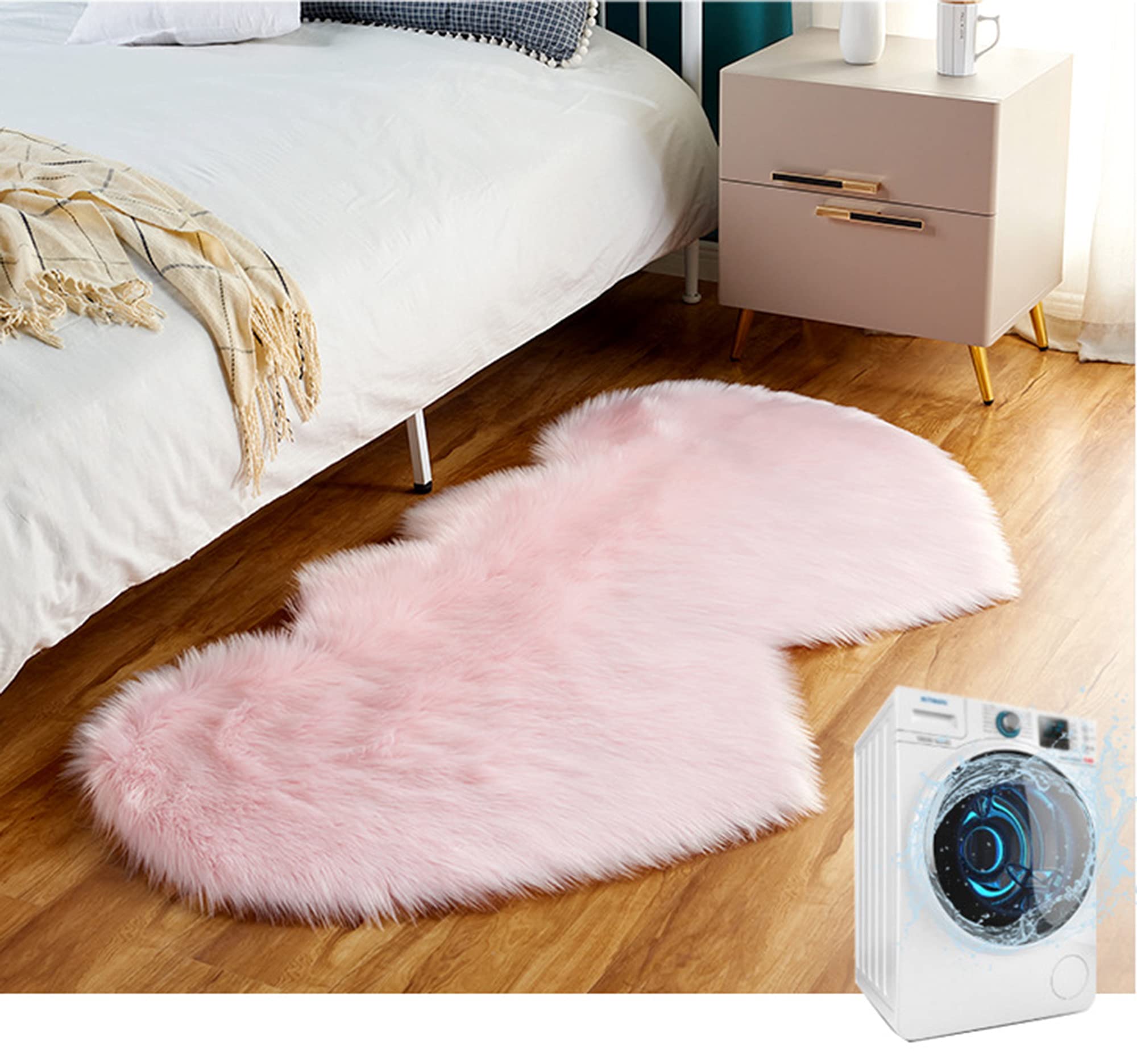 lightlux Faux lamsvacht, schapenvacht, tapijt, kunstbont, decoratievel in super zacht, langharig imitatiebont, wollige bekleding, wollen bedmat, bankmat voor slaapkamer kinderkamer