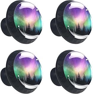 (4 sztuki) gałki do szuflad gałka do szuflady uchwyt do wyciągania ze szkła kryształowego szafka uchwyty do wyciągania ze śrubami do szafki do domu biura szafki wielokolorowe światła północne kanadyjski las 35 mm
