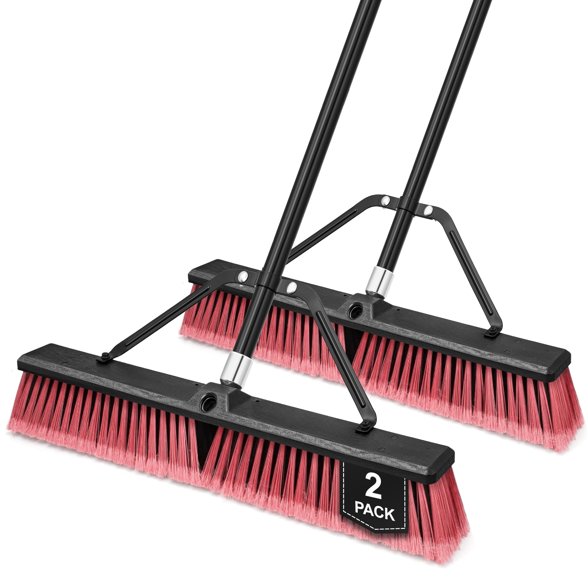 TidyBliss 2 Piezas Escoba Jardin de 60 cm para Exteriores, Cepillo Comercial Grande de Cerdas Rígidas con Mango Largo de 160 cm para Garaje, Taller, Jardín, Patio, Terraza, Calle, Almacén, Césped