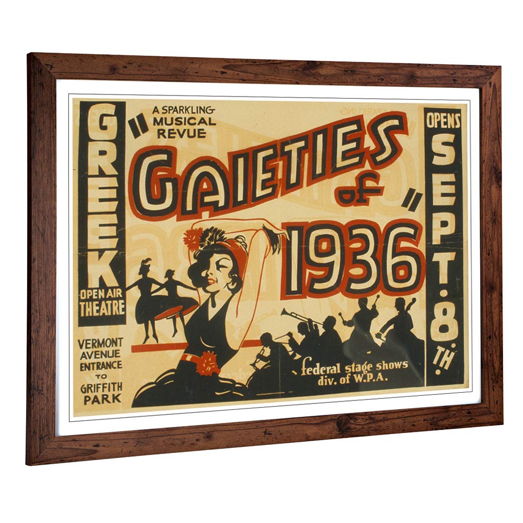 Big Box Art Framed Print of Vintage WPA Poster Gaieties of 1936 Design | Wall Art Picture | Home Decor for Kitchen, Living Room, Bedroom, Hallway, Walnut, A2 / 24.5x18 Inch / 62x45cm