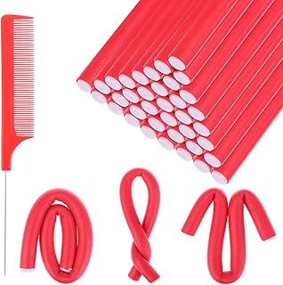 Haishell 40 Pieces Curling Rods No Heat Hair Curlers for Long Hair,(9.4x0.4inch) Soft Foam Heatless Hair Rollers Rods with 1 Steel Pintail Comb for Women and Girls Homemade Curly Hair