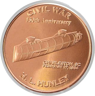H.L. Hunley Submarine Civil War Commemorative 1 oz Pure .999 Copper Round Collectible Coin in Capsule