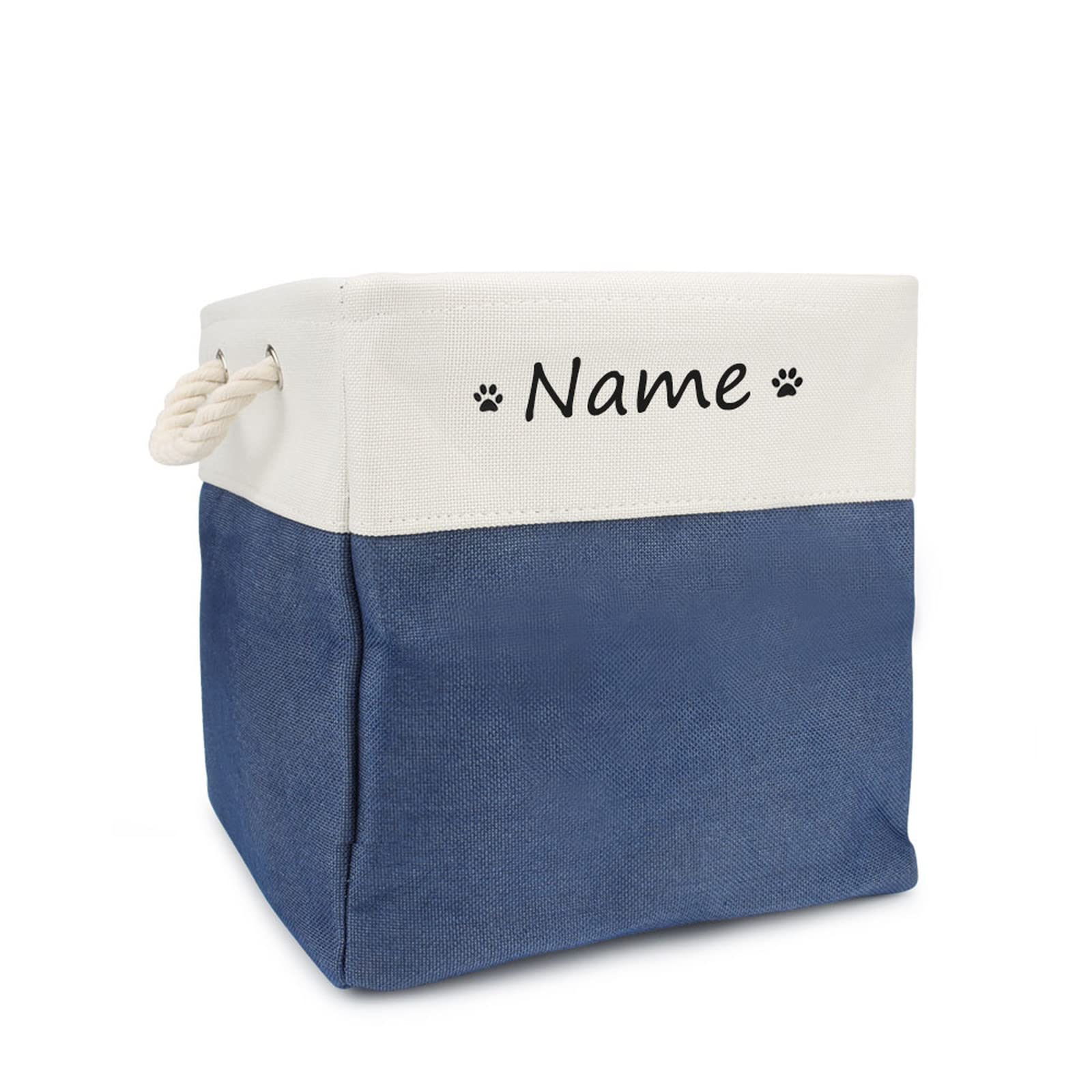 CZD Dog Toy Box Personalised Name,Personalised Dog Toy Box,Dog Storage Box,Dog Stuff,Dog Baskets,Dog Food Storage Bin,Dog Toy Box Storage,Dog Toy Basket (XL 33X33X33cm,navy blue)