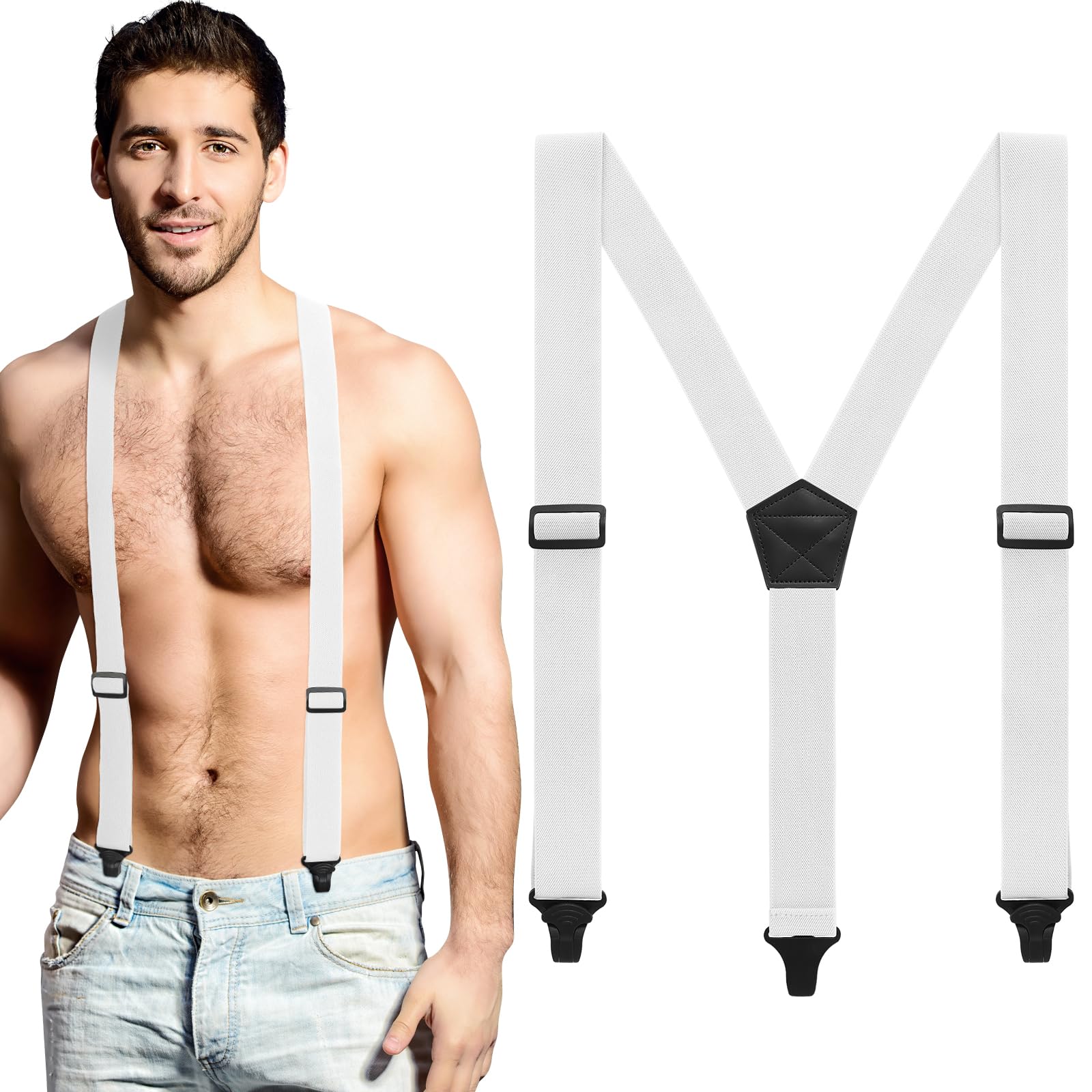 Jiuguva Men's Hidden Undershirt Suspender Men Airport Friendly Straps Y Back Athletic Suspender Heavy Duty for Jeans Shirt