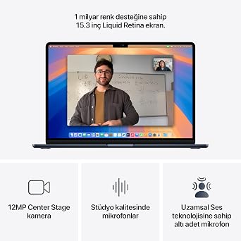 15-inch MacBook Air Laptop with Apple 2025 M4 chip: 15.3-inch Liquid Retina Display, 16GB Unified Memory, 512GB SSD Storage, 12MP Center Stage Camera, Touch ID; Midnight