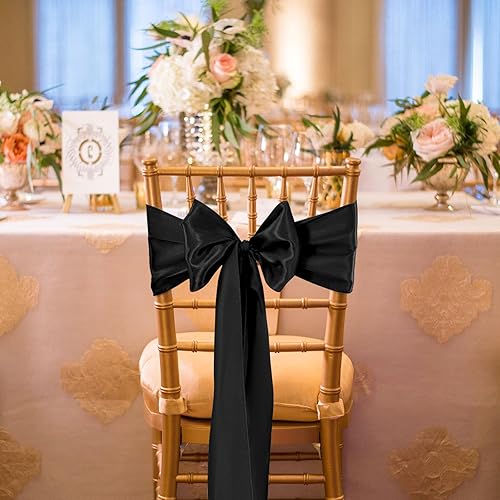 Vista 28 de 72 fundas universales para sillas de satén rojo, con lazos para silla, reutilizables, suministros para Navidad, bodas, recepciones, eventos