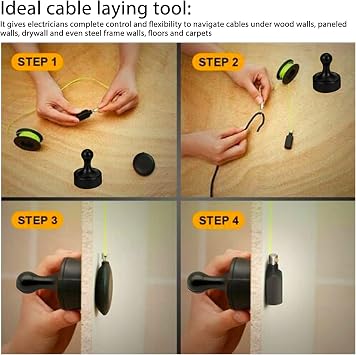 Horoper Magnetic Wire Puller, Upgrade Wiremag Puller Fish Tape Wire Pulling Tools, Wire Cable Pulling Wire Fishing Tools Coaxial Electrical Fish Tape Pull Push Kit for Home Outdoor Office and Garden