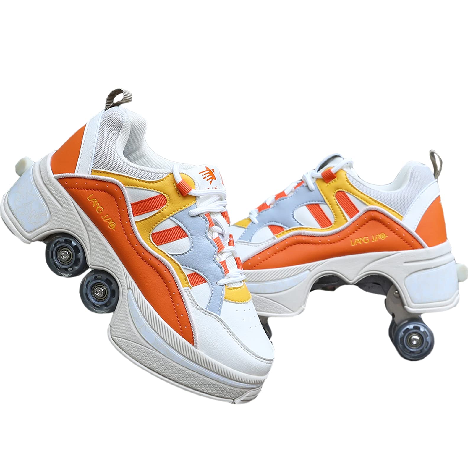 Roller Skates/2 in 1Multifunctional Roller Skates Shoese/Deformation Invisible Roller Skate Automatic Walking Shoes.Suitable for Outdoor Sports Roller Skates for Boys, Girls and Adults