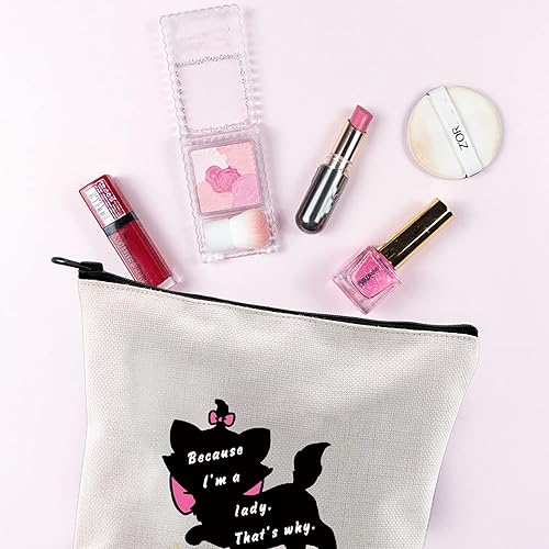 Miniatura 6 de G2TUP The Aristocats Inspired Cat Marie - Bolsa de maquillaje para cosméticos con texto en inglés "Because I'm A Lady That's Why Cartoon Movie