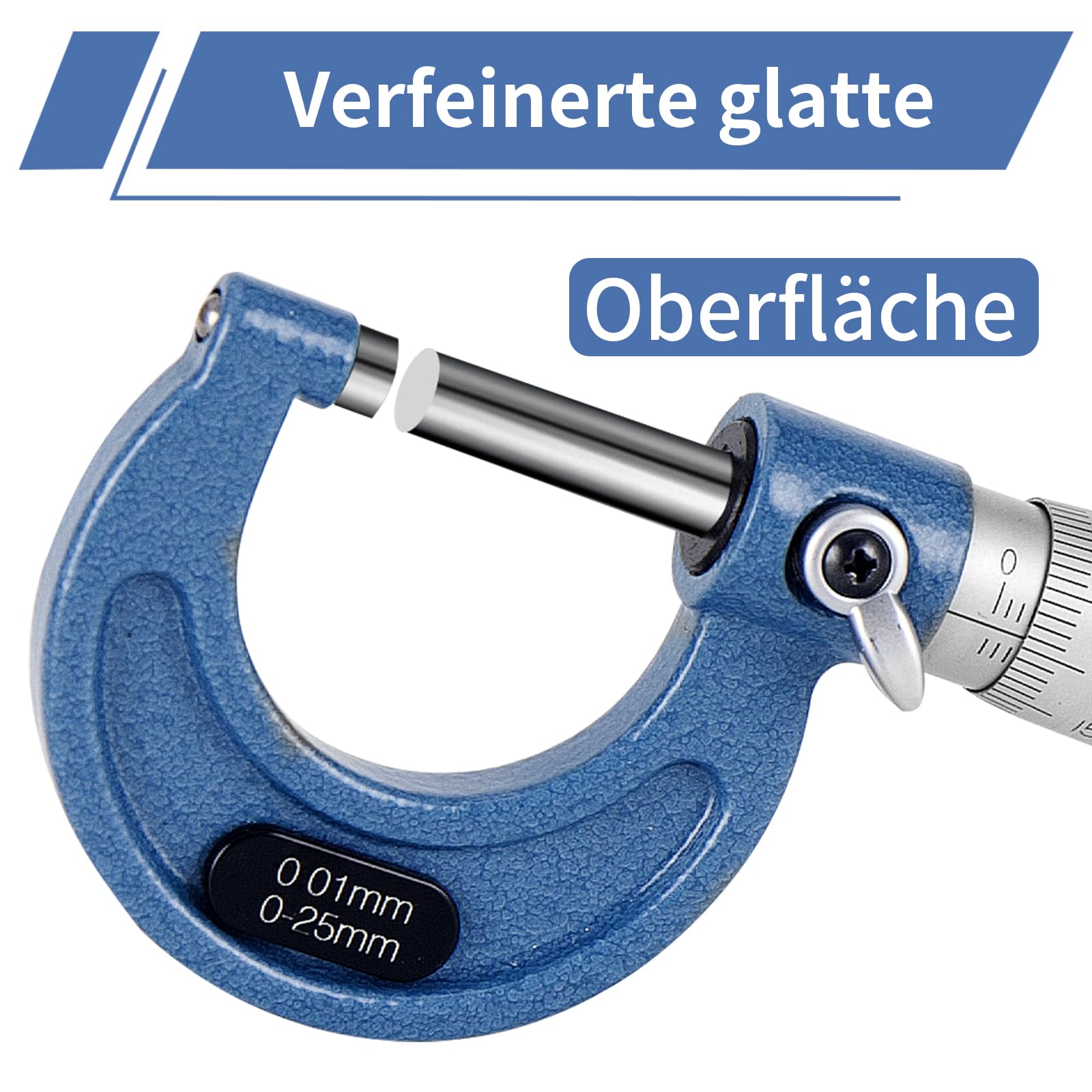 Bügelmessschraube 0.01mm Auflösung, Messbereich 0-25mm, Hochpräzise Messung Messschraube, Mikrometer Metrischer Außen Bremssattel mit Nullpunkteinstellung Schraubenschlüssel