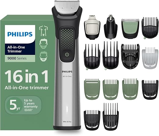 Philips India's No.1 Men's Trimmer | BeardSense Technology | 16-in-1 Stainless Steel Trimmer Men- Beard, Hair, Body, Nose,...