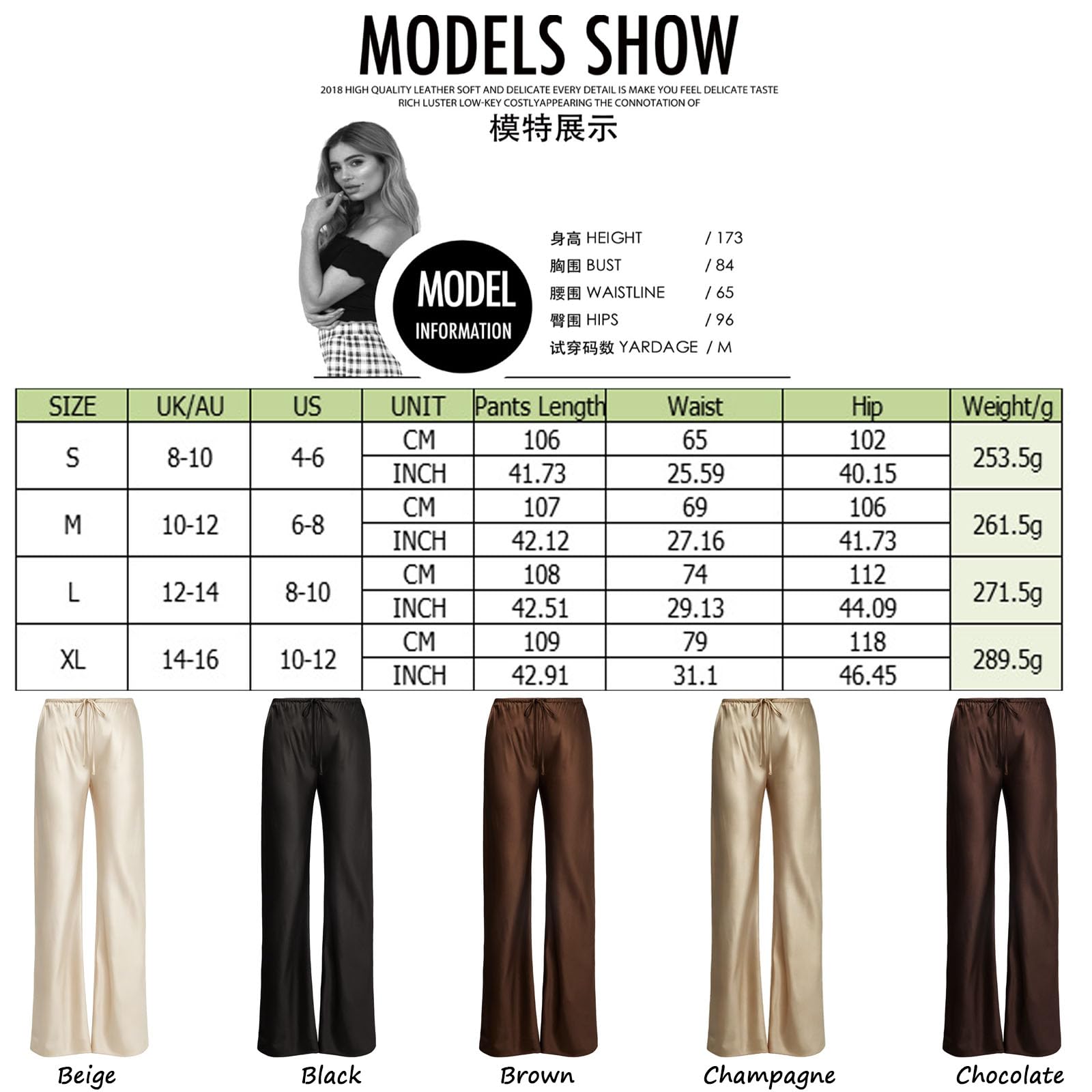Pantaloni da donna in raso a gamba larga a vita alta elegante casual fluidi pantaloni a palazzo per ufficio lavoro
