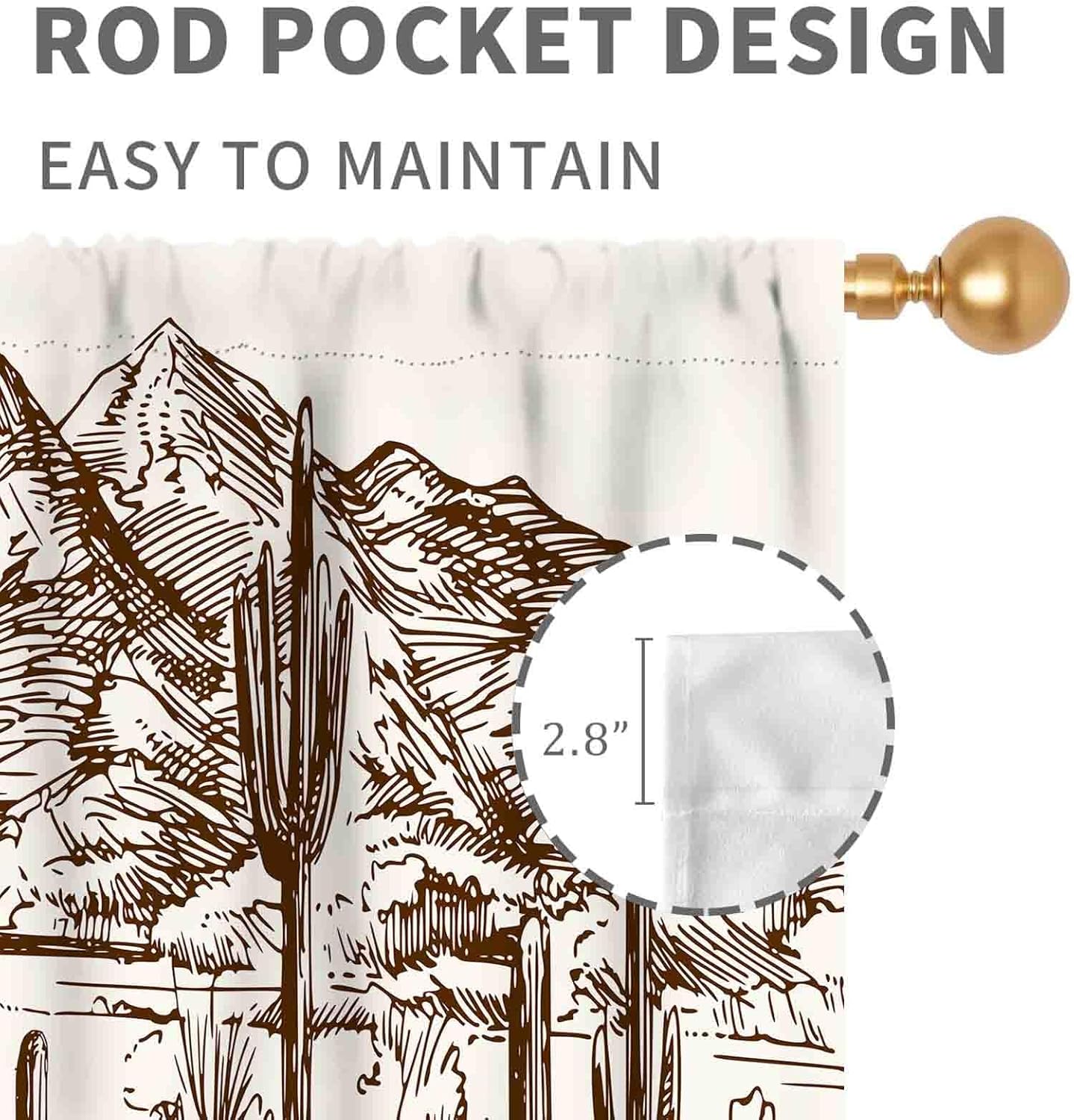 Western Curtains for Bedroom, Rustic Farmhouse Cowboys Riding Horse Wild West Desert Cactus Country Style Blackout Window Drapes Treatments for Living Room Kitchen Home Decor 2 Panels, 84"x84" Inch