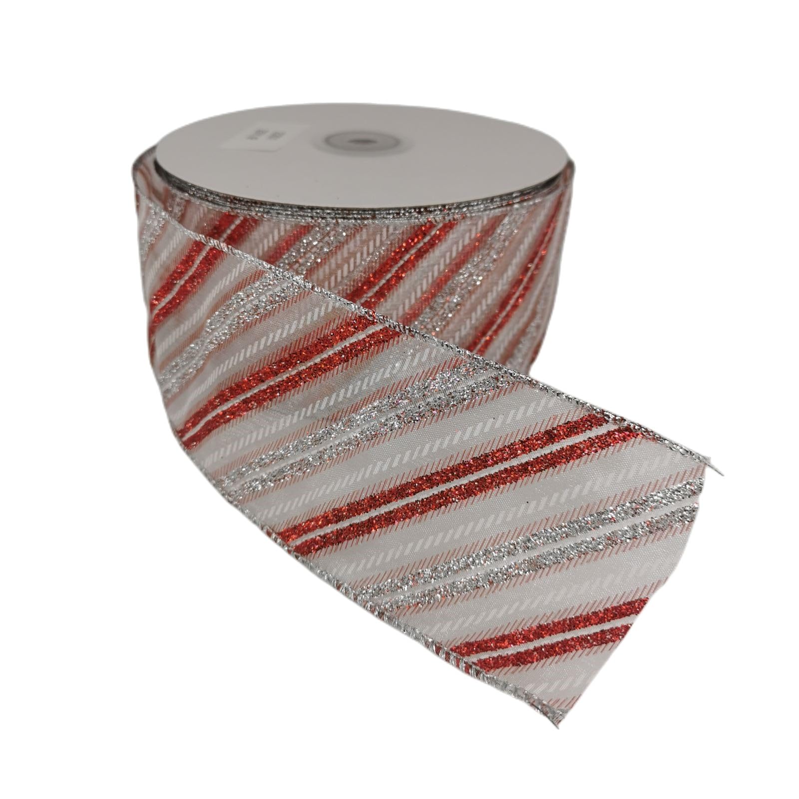 HATIANGE Wide Wired Ribbon Christmas Holiday Swirl Sheer Glitter, 2.5 inch x 25 Yards, for Craft Projects, DIY, Decoration, Gift Wrap — image 1