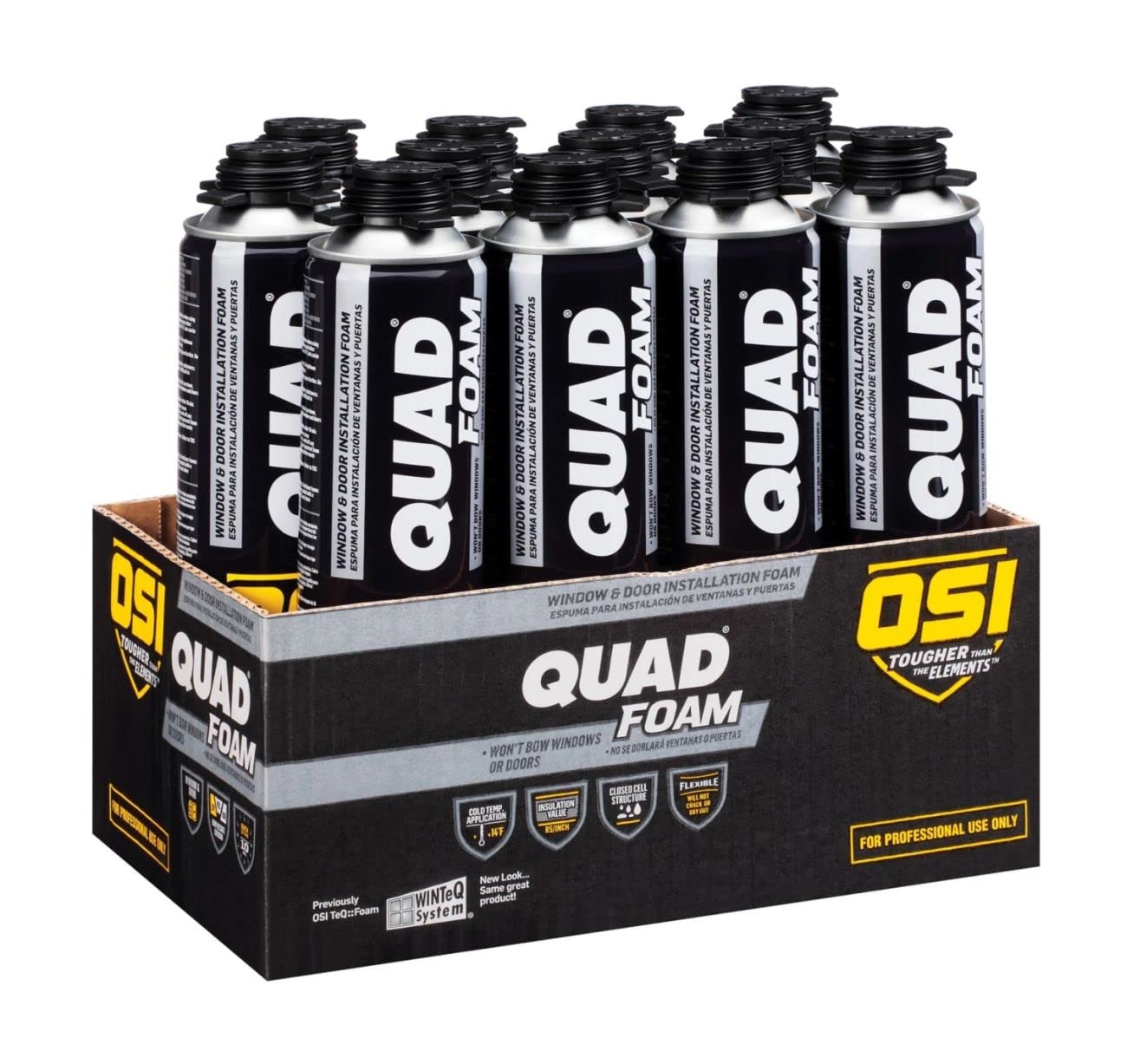 12 Pack of 20.45 oz OSI 1866185 Quad Window and Door Foam Sealant
