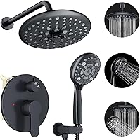 Vista 10 de EMBATHER Juego de grifos de ducha – Sistema de ducha de cabezal de lluvia con combo completo de mano de alta presión y kit de ajuste de válvula
