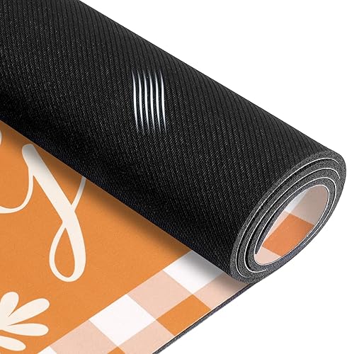 Miniatura 7 de Juego de 2 tapetes de cocina a cuadros antideslizantes y gruesos para el suelo, cómodos tapetes de pie para cocina, fregadero, oficina, lavandería,