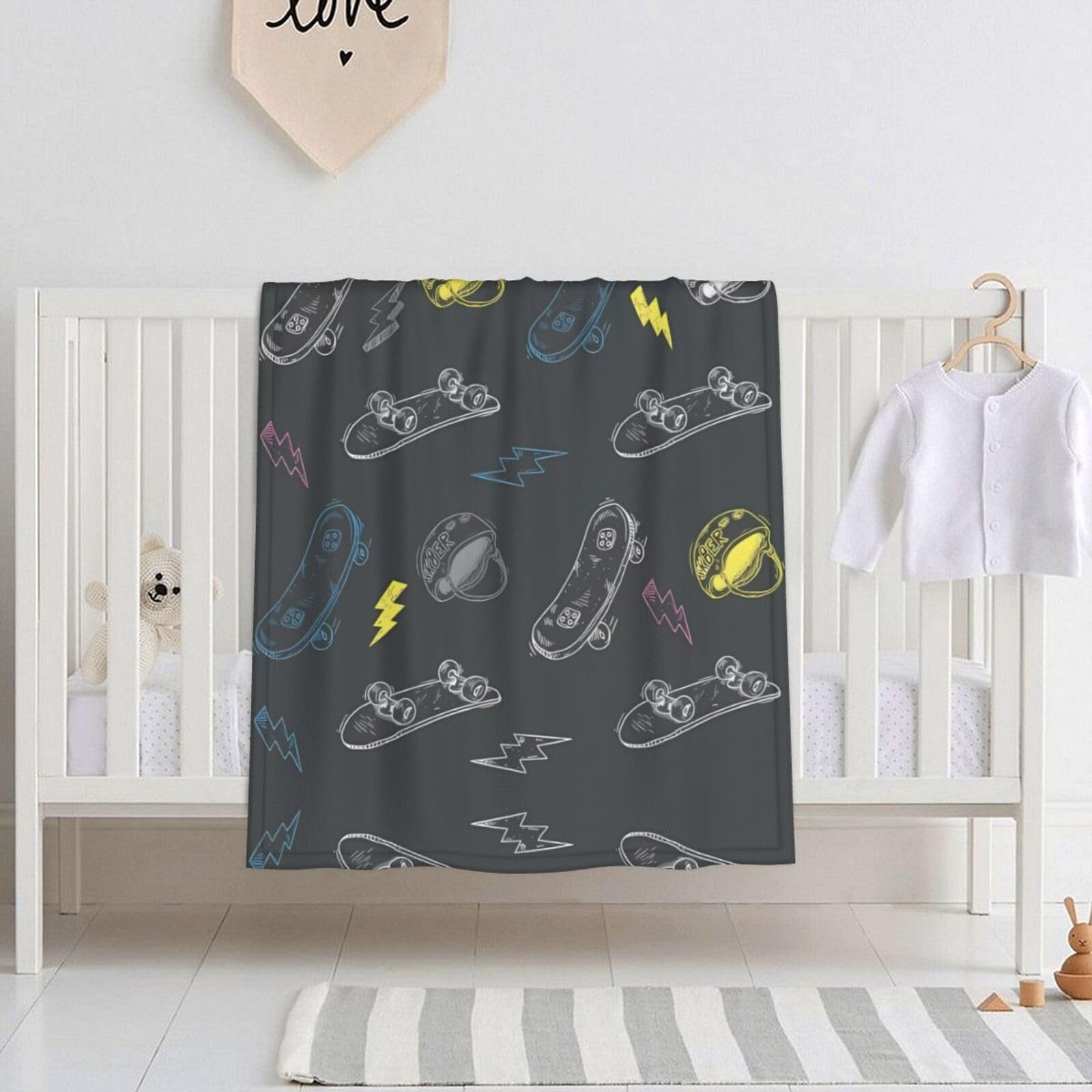 Couverture confortable Graffiti Skateboard pour bébé et enfants, plaid d'emmaillotage doux