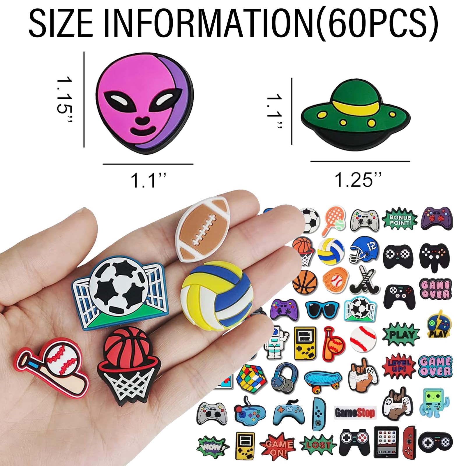 Shoe Charms, Accesorios Para Zapatos Deportivos, Pins Decorativos de Dibujos Animados, 60 Piezas