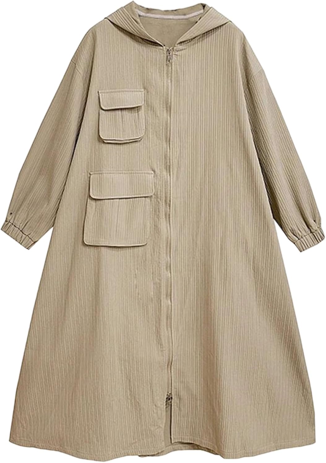 Women's Trench Coat Patchwork Large Size Hooded Fall Casual Long Outerwear