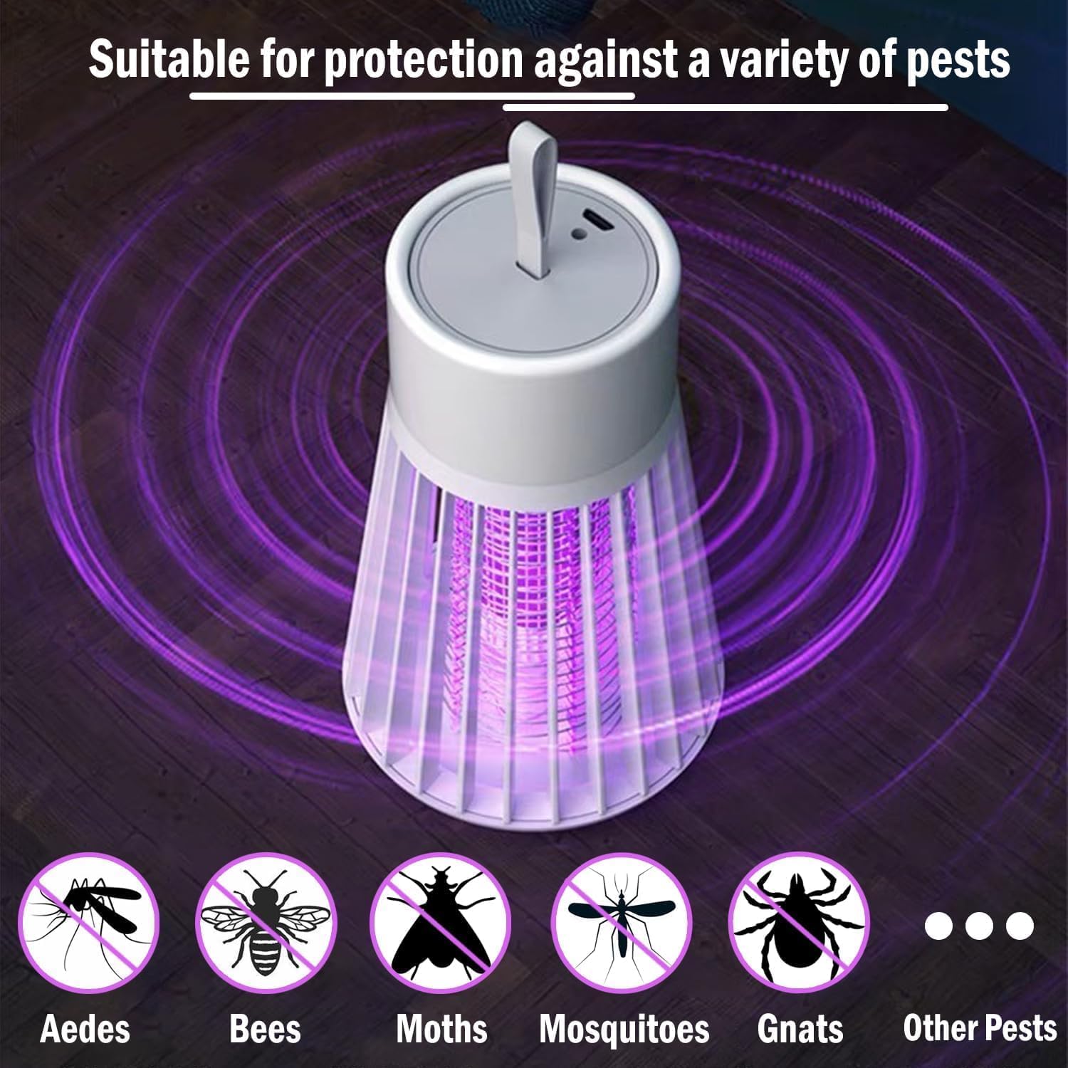 Electric Fly Zapper, Powerful Mosquito Killer with 365nm Light, Hanging Insect Zapper for Moths, Gnats, Flies, Indoor Outdoor Portable Bug Trap for Garden Party Camping Patio image 3