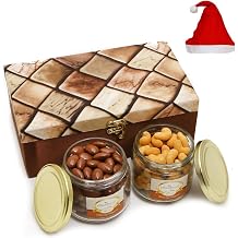 Jaiccha Ghasitaram Christmas Gifts Miracle Box of 2 Jars of Chocolate Coated Almonds and Crunchy Cashews