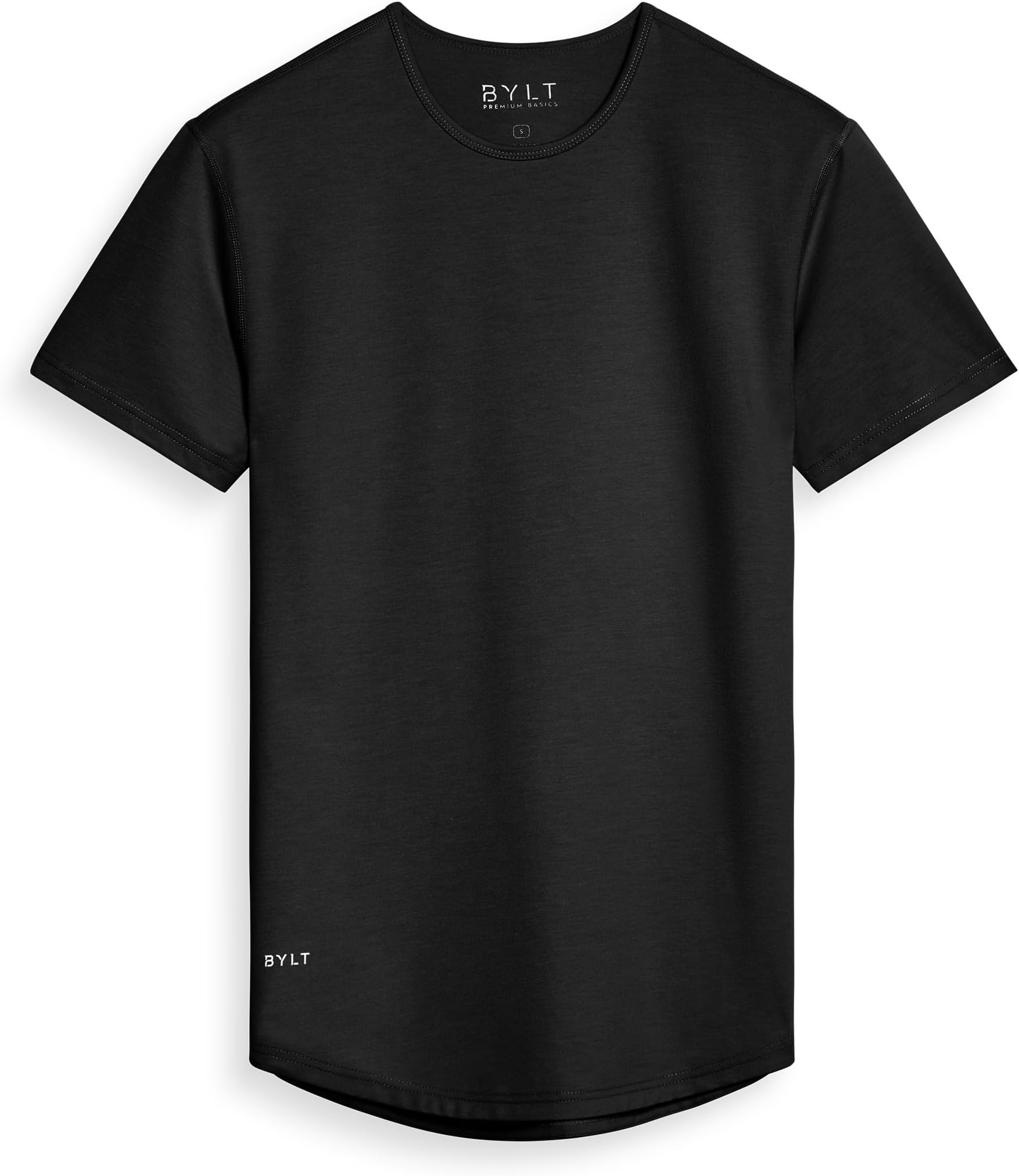 BYLT Mens Drop-Cut Men's T Shirt, Slim Fit Plain Tshirts for Men, Drop Cut Basic Crewneck Tee, Wrinkle Resistant, Stretch Fit