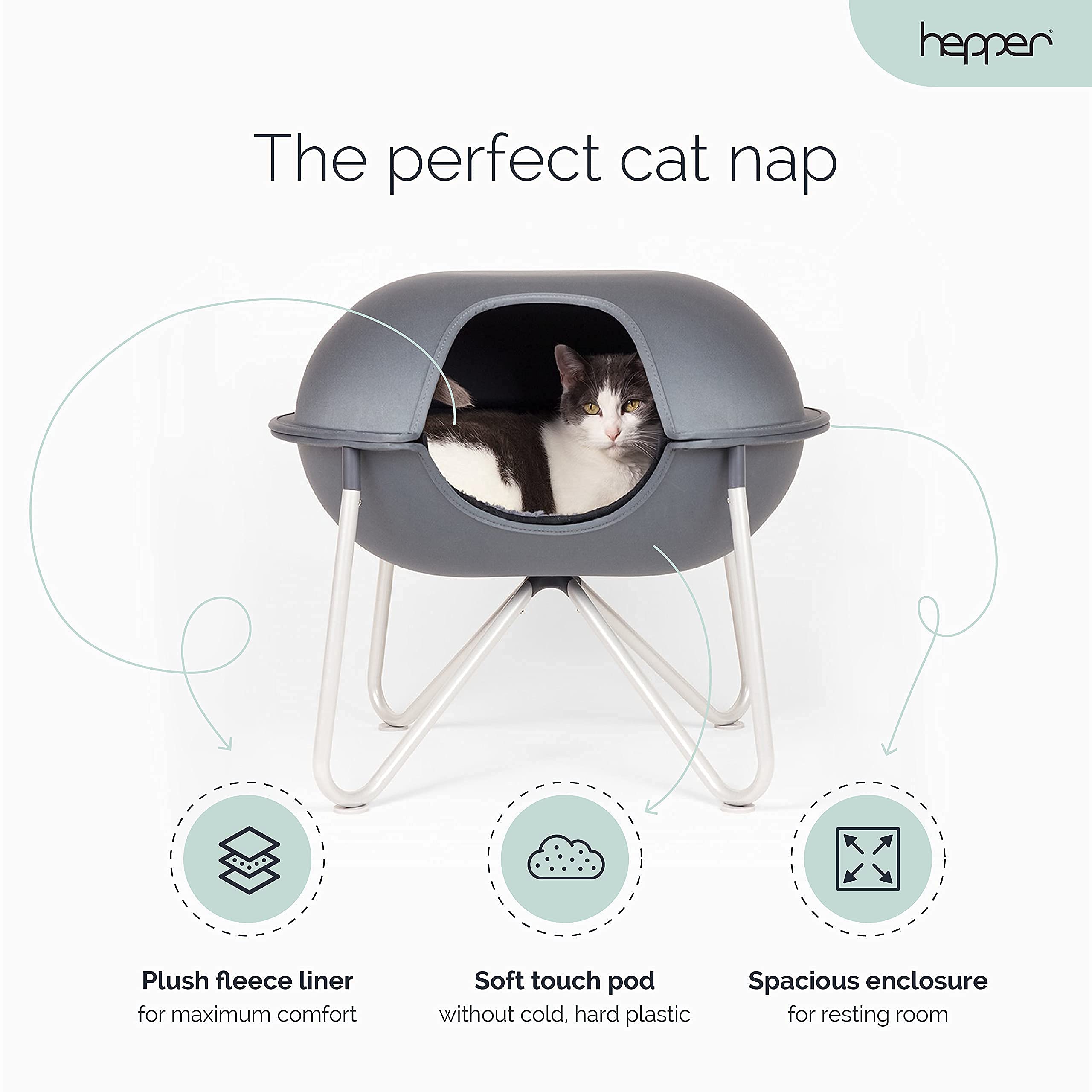 Hepper Pod Cat Tower and Enclosed Cat Bed Cave , Washable Design Cat