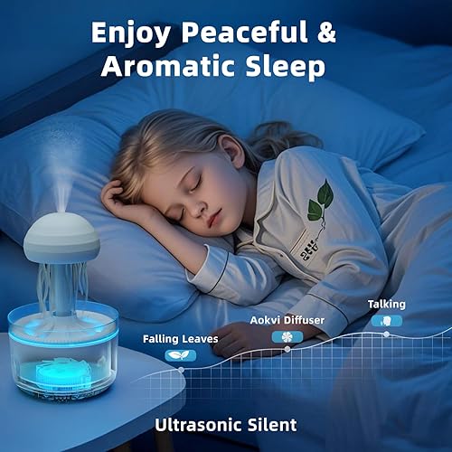 Miniatura 5 de Difusor de aceite esencial de medusa de 10.1 fl oz, difusor de niebla de aromaterapia silencioso para aceites esenciales, con 7 luces LED que