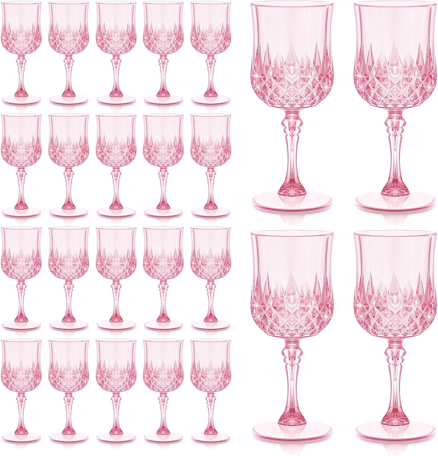 24 peças de taças de vinho rosa, taças descartáveis de plást... - imagem principal do produto