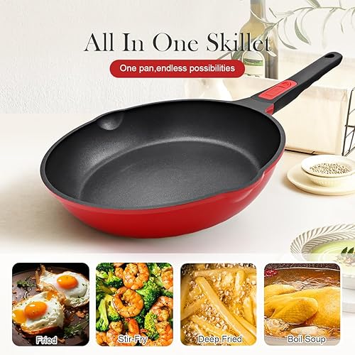 Miniatura 4 de Sartén profunda antiadherente con mango extraíble, sartén de 9.5 pulgadas, sartén antiadherente compatible con todas las estufas, apta para horno y