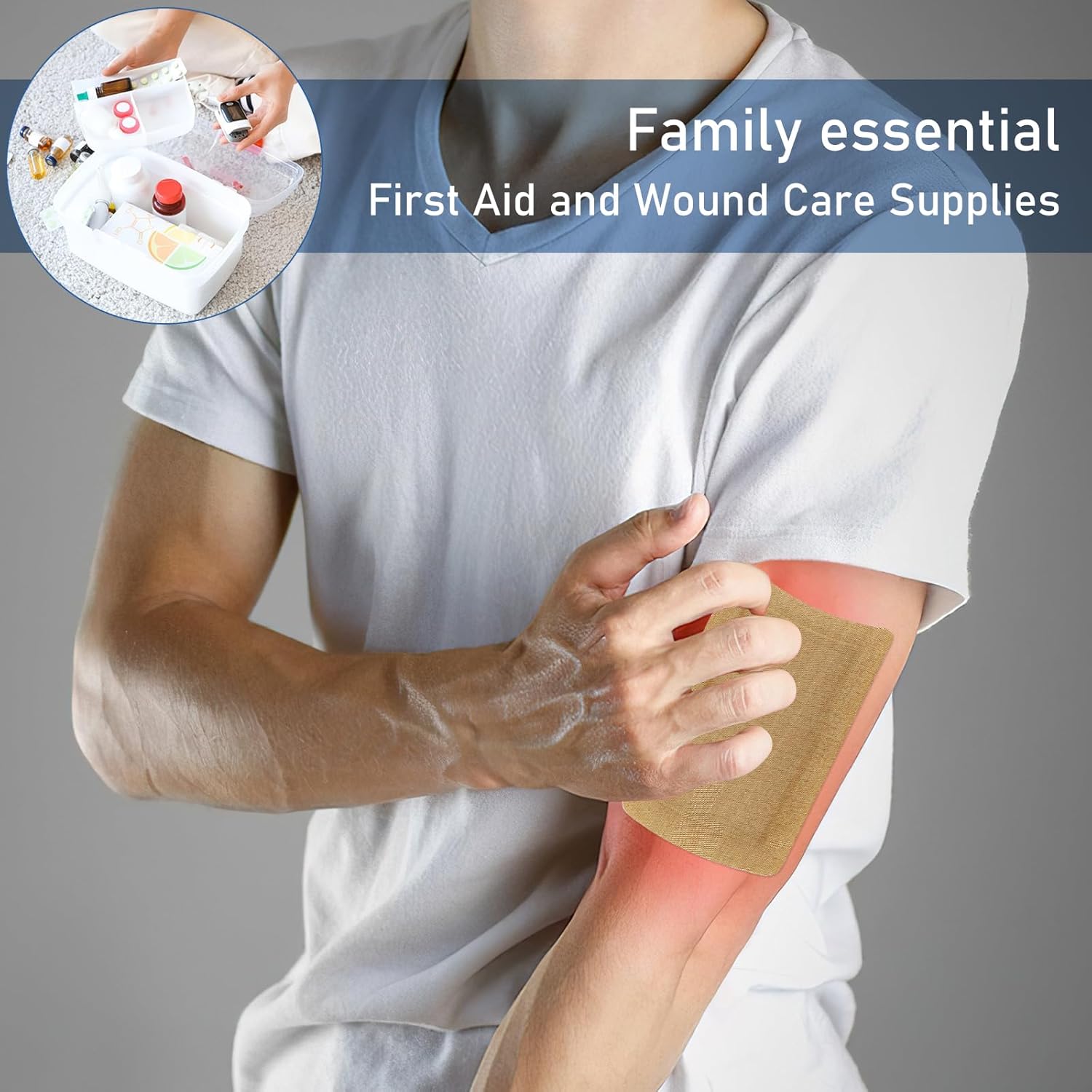 60 Pcs Flexible Extra Large Adhesive Bandages 5" x 3" Sterile Fabric Adhesive Bandages with Non-Stick Pad, Latex Free Wound Care for First Aid Kit